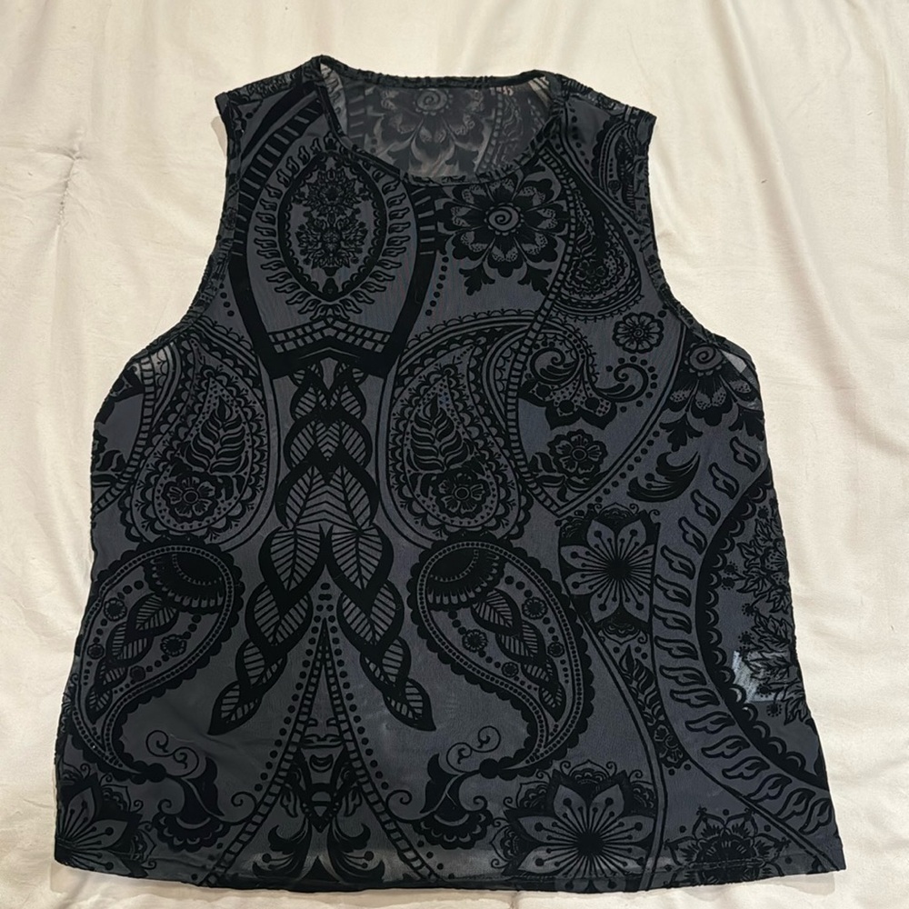 SHEIN NWOT velvet patched sheer tank women’s plus